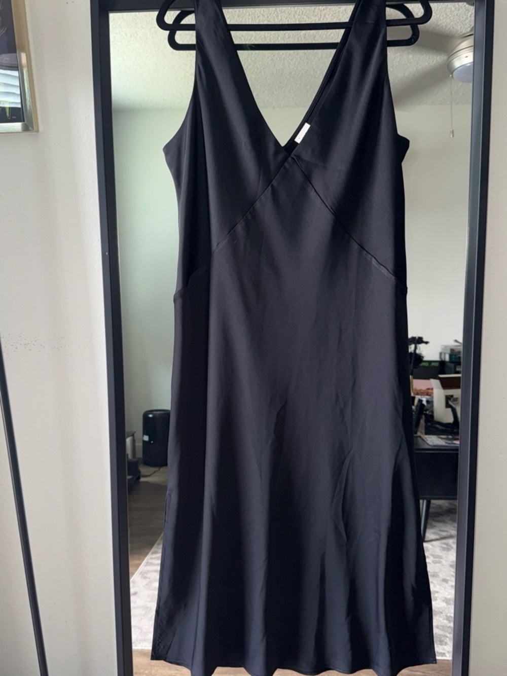 H&M Black V-Neck High-Low Slip Dress